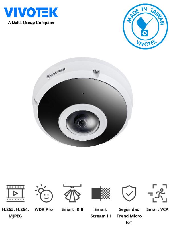 VIVOTEK FE9391-EHV-v2 - Camara IP fisheye exterior 12 Megapixeles/Panoramica 360º/ Smart IR II 20mt