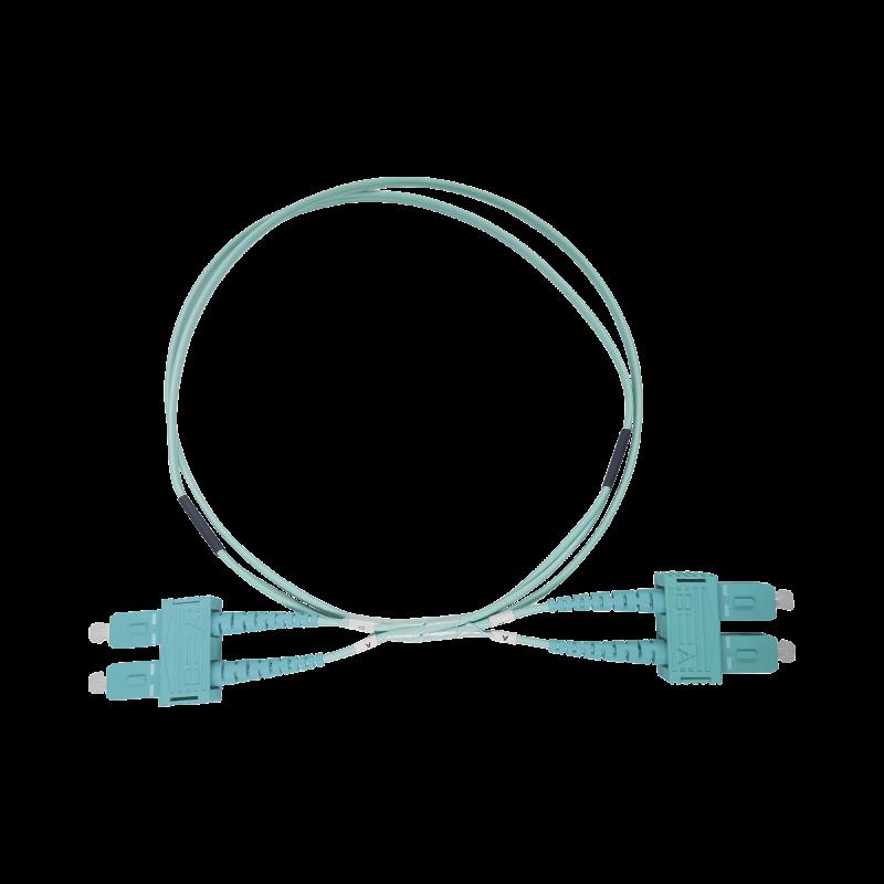 Jumper de Fibra Óptica Multimodo OM3 50/125 SC-SC OFNR (Riser), 2.0 mm, Dúplex, Aqua, 3 metros LP-