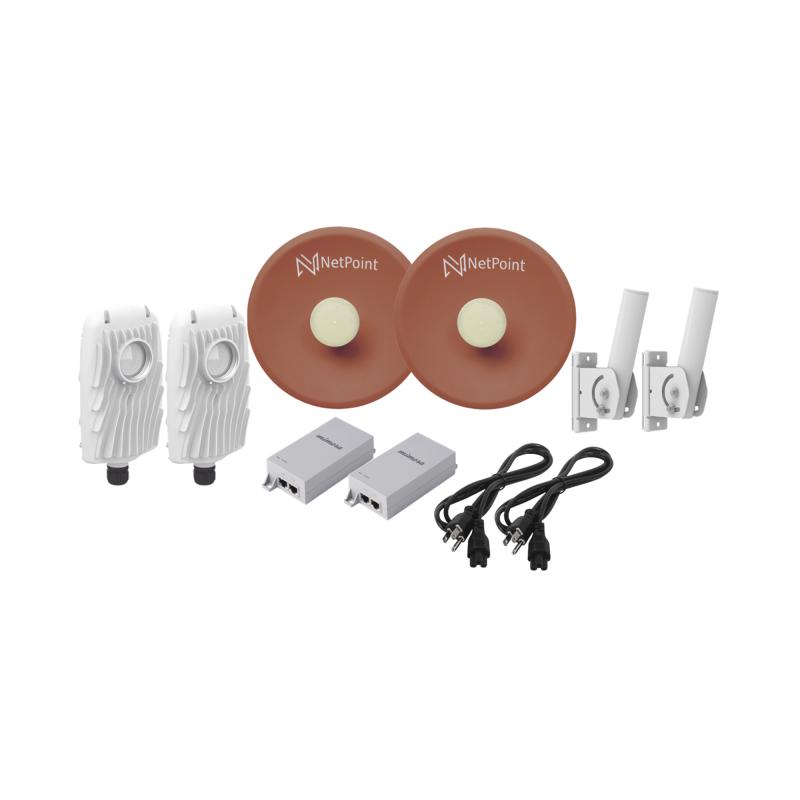 Kit de 2 radios B5X con antenas NPPROS2PACK (27 dBi), rango de frecuencia extendida (4.9 a 6.4 GHz),