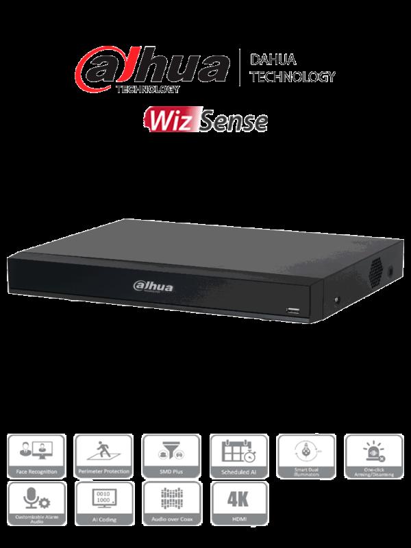 DAHUA DH-XVR7108HE-4K-I3 - DVR de 8 Canales 4k con IA/ H.265+/ 2 Canales de Reconocimiento Facial/ P