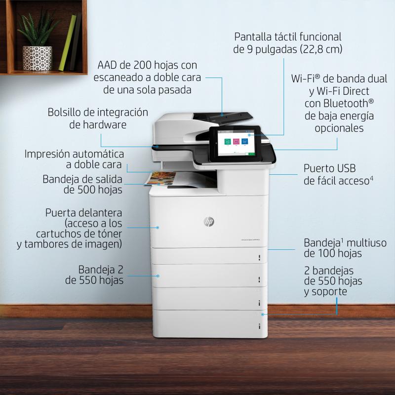 HP Color LaserJet Enterprise Impresora multifunción M776dn, Imprima, copie, escanee y envíe fax op