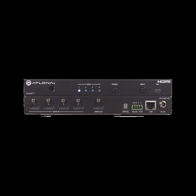 Atlona JunoX™ Switch HDMI 4K UHD HDR 4x1 / Conmutación Automática, Compatible HDCP 2.2, Control 
