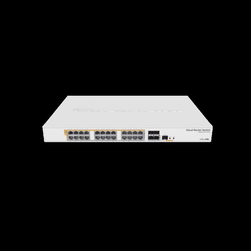 CRS328-24P-4S+RM - 24 port Gigabit Ethernet router/switch with four 10Gbps SFP+ CRS328-24P-4S+RM