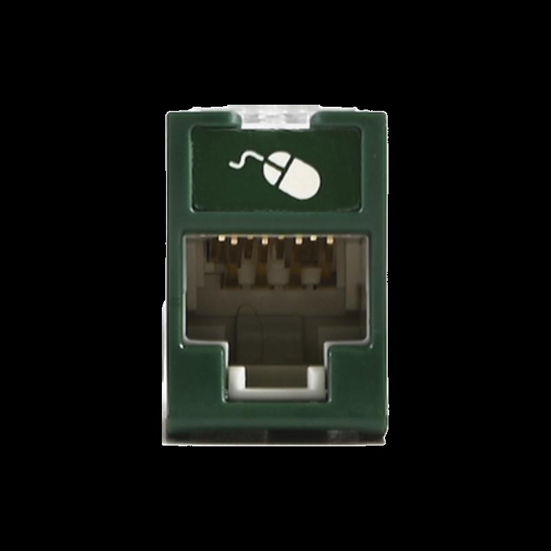 Jack UltraMAX Cat6A, UTP, Montaje híbrido en Placa de Pared (Plano y Angulado), Color Verde, Punch 