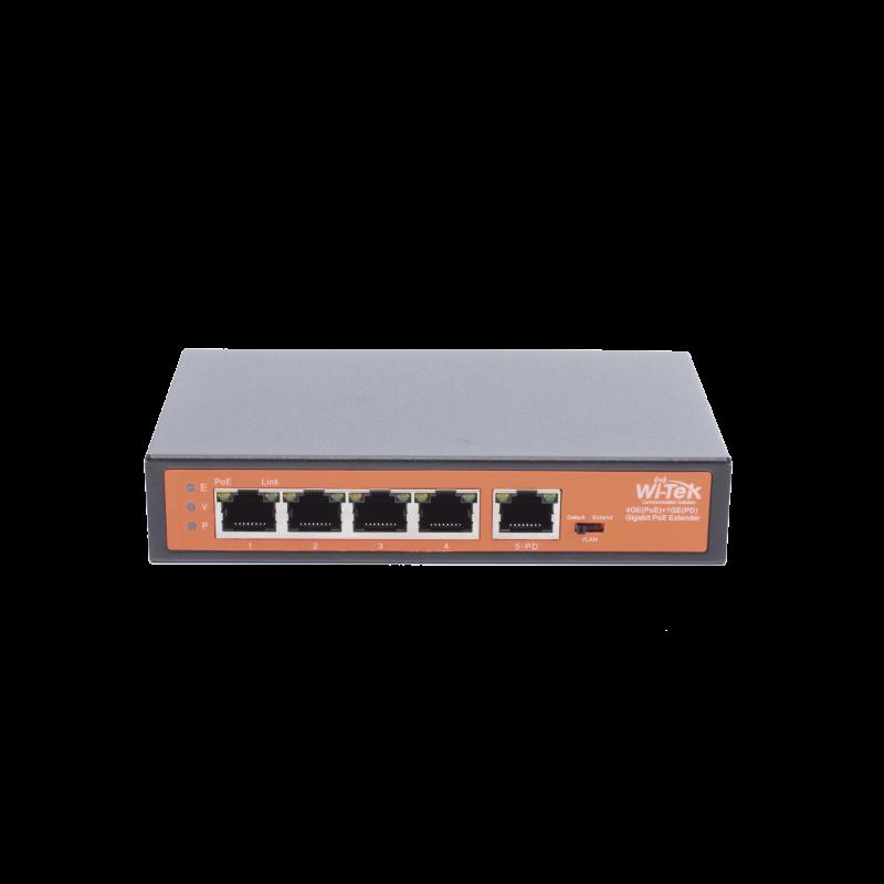 Extensor PoE / Entrada hasta 90 W / 4 puertos Gigabit PoE salida 802.3 af/at / Extensor PoE hasta 25