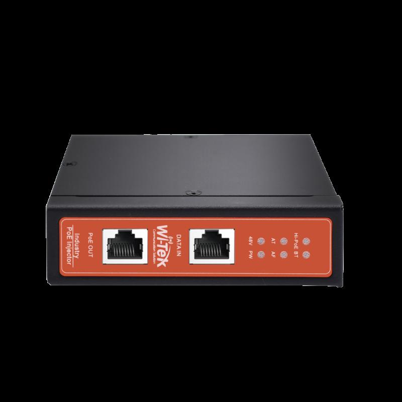 Inyector PoE Industrial / DC entrada 12-57V / PoE salida de Hasta 90W / Carcasa de Metal / Riel DIN 