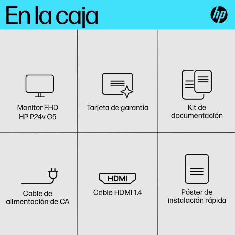 HP P24v G5 monitor de computadora 60.5 cm (23.8") 1920 x 1080 Pixeles Full HD Negro