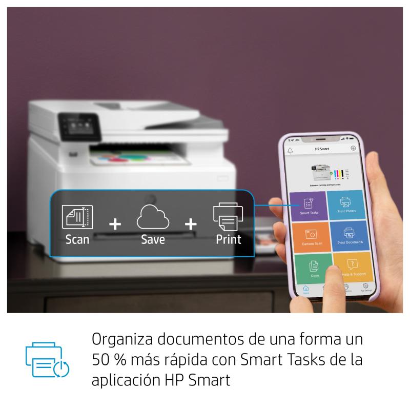 HP Color LaserJet Pro MFP M283fdw, Imprime, copia, escanea, envía fax, Impresión desde USB frontal