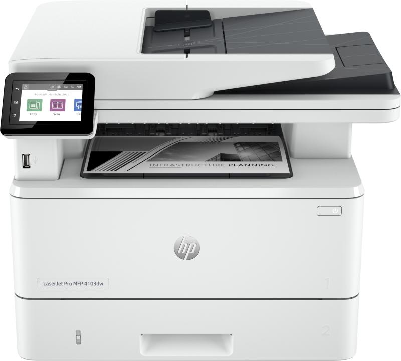HP LaserJet Pro Impresora MFP 4103dw, Blanco y negro, Impresora para Pequeñas y medianas empresas, 