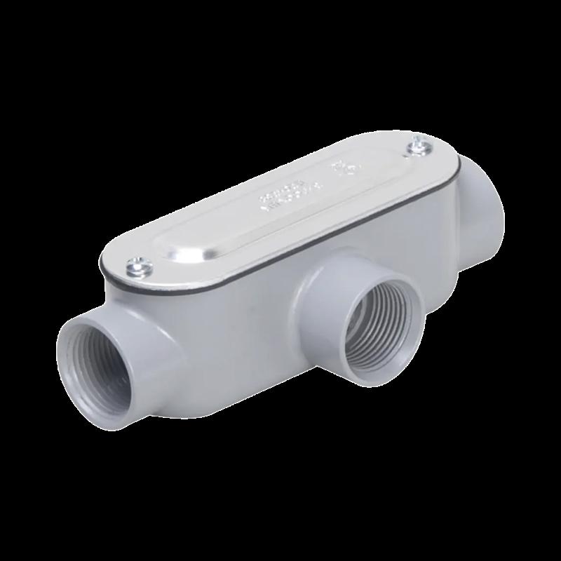 Caja Condulet tipo T de 1/2\" (12.7 mm) / Con tapa y empaque. HUB-RLT-050