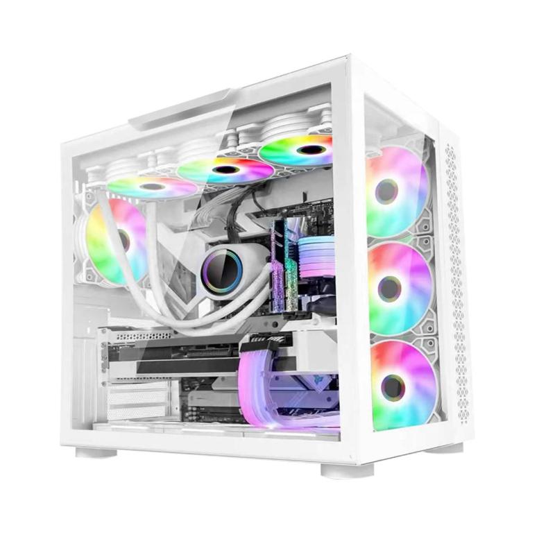 GABINETE GAME FACTOR CSG700 ATX FISHTANK - DOBLE CRISTAL, USB 3.0, S/FTE, BLANCO