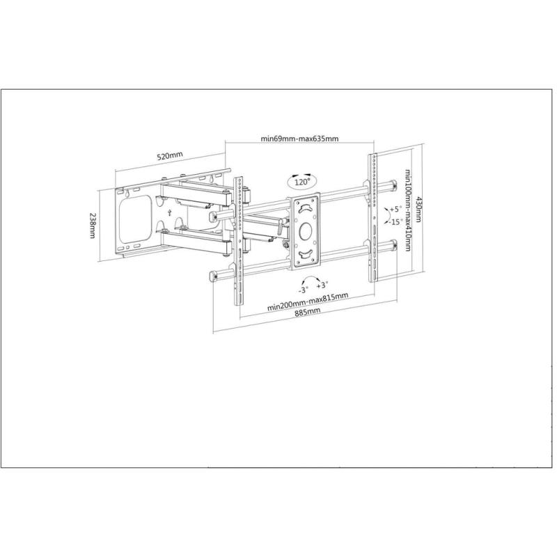 Manhattan Soporte para TV, de pared, movimiento articulado, pantallas curvas o planas de 37" a 90" d