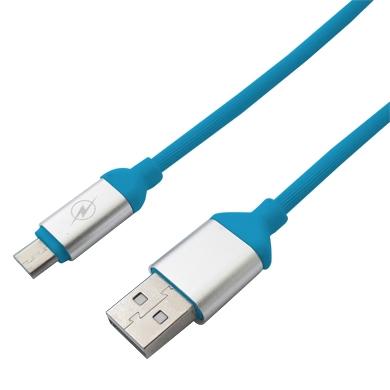 Cable USB V2.0 a Micro de PVC Texturizado BROBOTIX 161208A - 125 cms, Azul