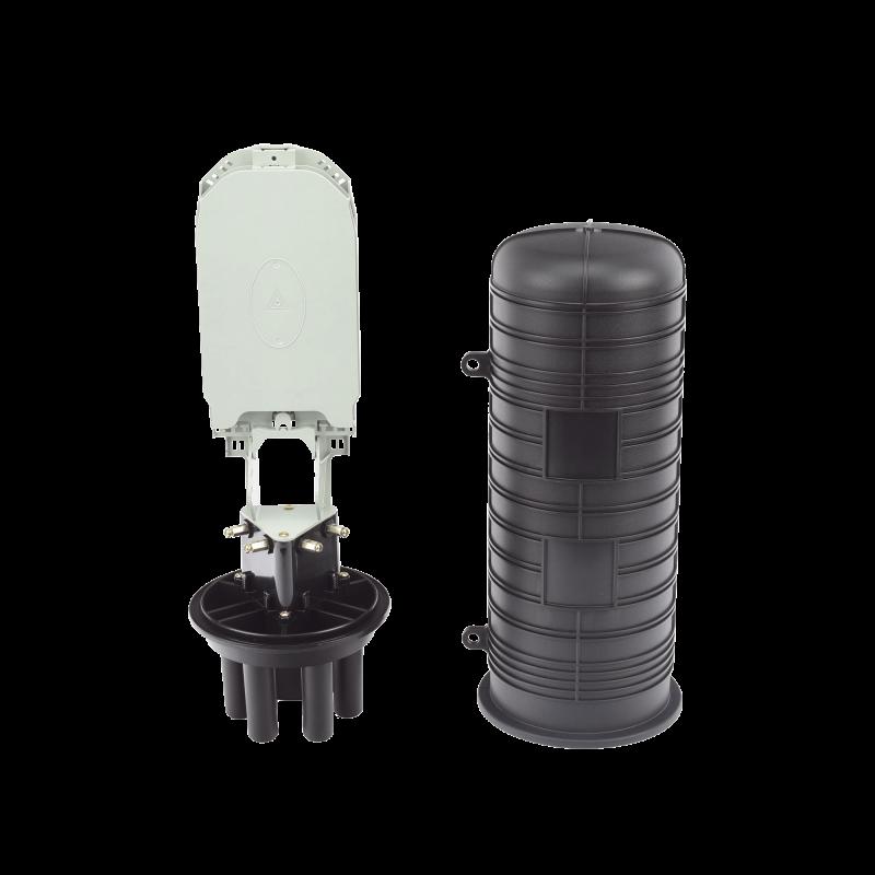 Caja de Distribución de Fibra Óptica Vertical tipo Domo, hasta 48 empalmes (Expandible hasta 96 em