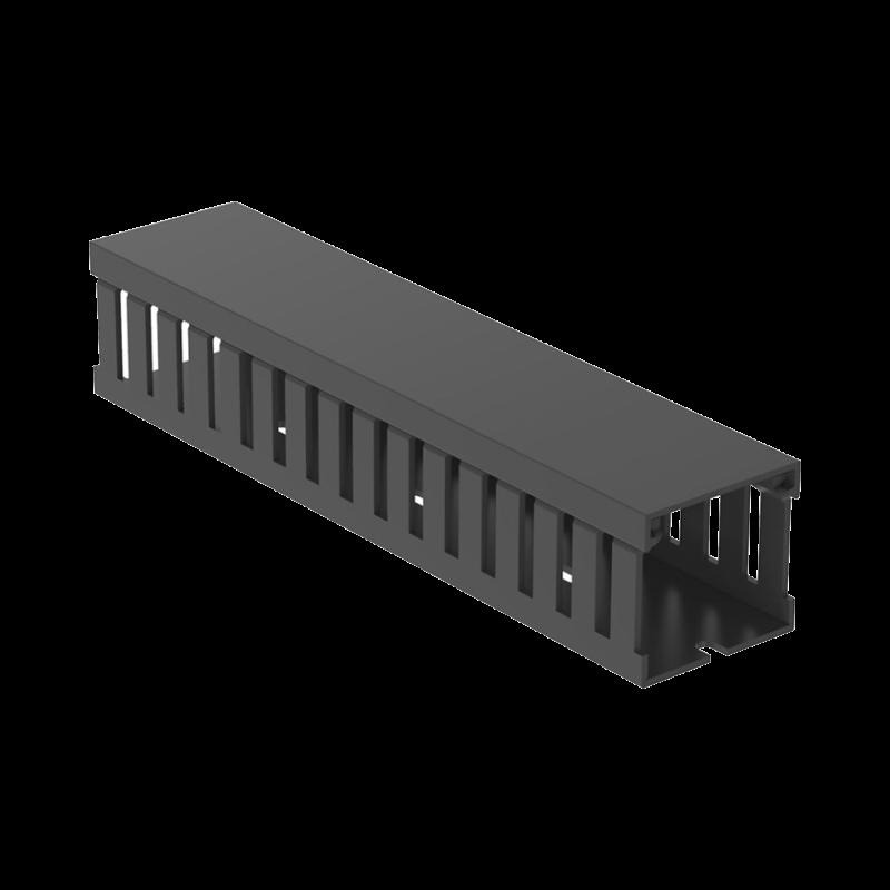 Canaleta Ranurada de PVC con Tapa, Tipo F, 44.5 mm de Ancho, 41.1 mm de Alto y 2 m de Largo, Color G