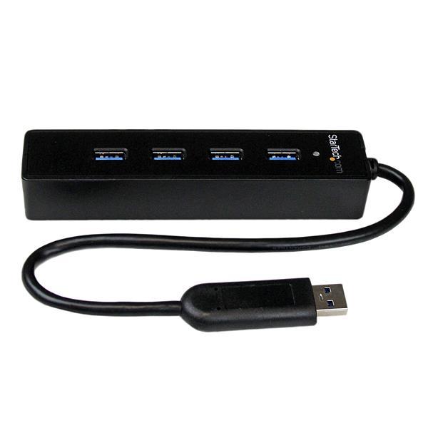 StarTech.com Adaptador Concentrador Hub USB 3.0 Super Speed Portátil de 4 Puertos Salidas - Negro