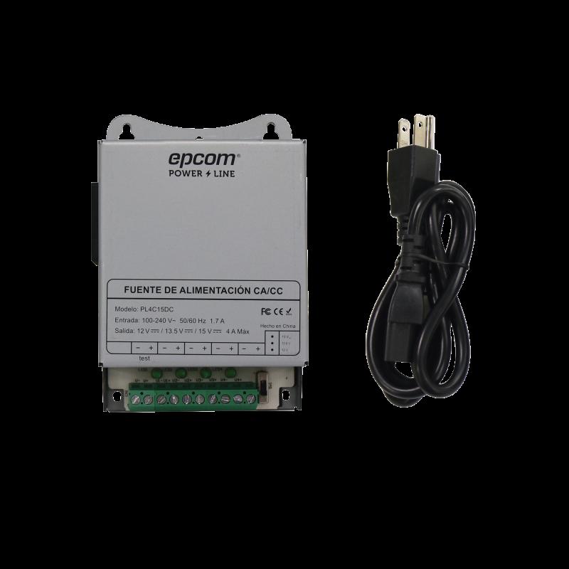 Fuente de alimentación / Metálica / Salidas ajustables a 12 Vcc / 13.5 Vcc / 15 Vcc / 4 Amperes. P