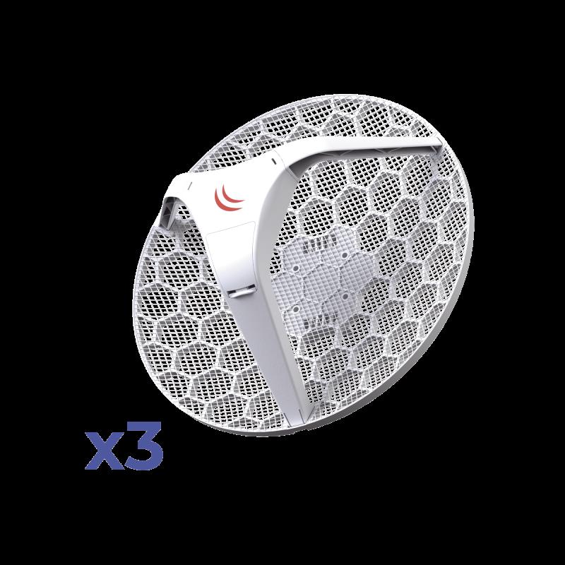 Paquete 3 (LHG 5) Cliente y PtP en 5 GHz 802.11 a/n, Antena Integrada de 24.5dBi, Hasta 316mW de Pot