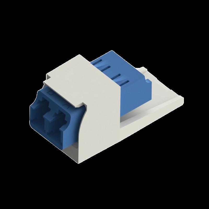 Módulo Acoplador LC Duplex, para Fibra Óptica Monomodo OS1/OS2, Tipo Mini-Com, Color Blanco Mate C