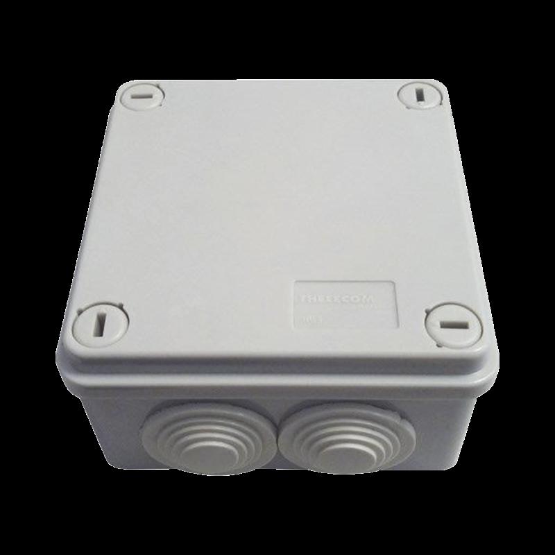 Caja tipo estanca IP55, con 6 entradas, tapa y tornillo de vuelta de 1/4, 100 X 100 X 50 mm, color g