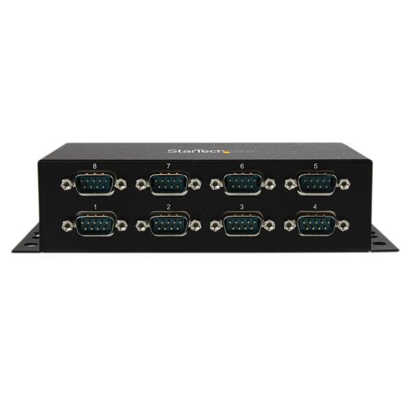 StarTech.com Adaptador Hub Concentrador USB 8 Puertos Serial RS232 Industrial Montaje en Pared Riel 
