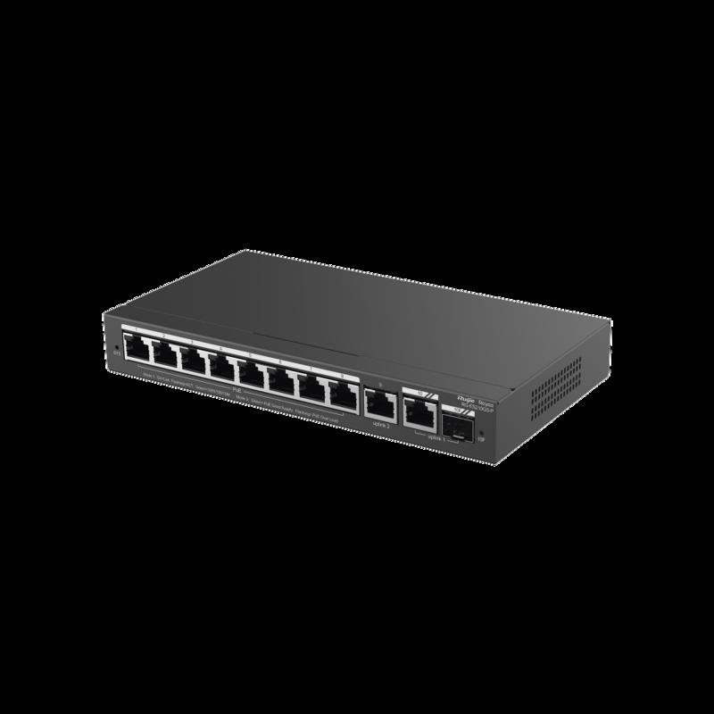 Switch Administrable con 8 puertos Gigabit PoE, 2 Uplinks Gigabit (1 SFP), gestión gratuita desde l