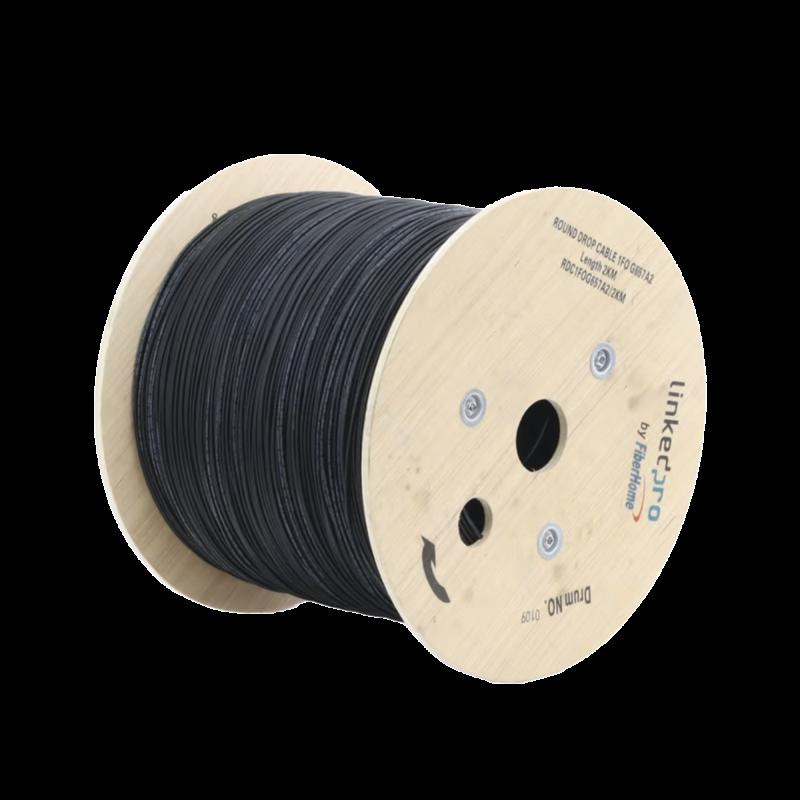 Carrete de 2 km de Fibra Óptica Aérea Tipo Drop Redonda (Figura 0) G.657A2, Monomodo, 1 hilo, forr