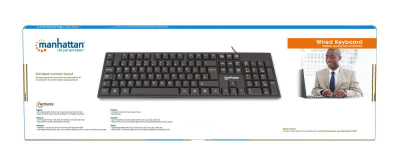 Manhattan 179324 teclado Oficina USB QWERTY Inglés Negro