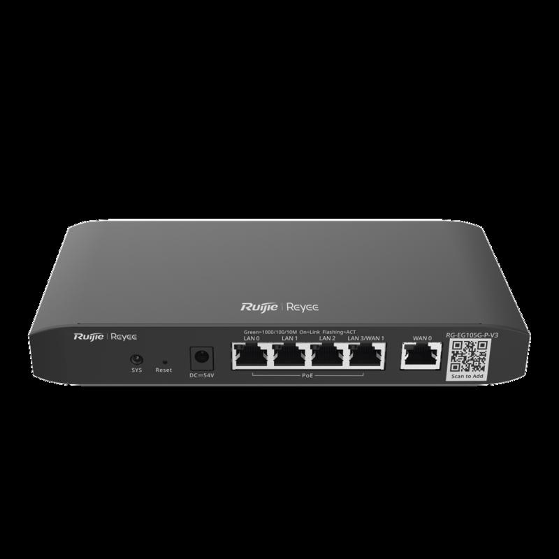 Router administrable cloud con POE+ 54w, 3 puertos LAN gigabit, 1 Puerto WAN gigabit y 1 puerto LAN/