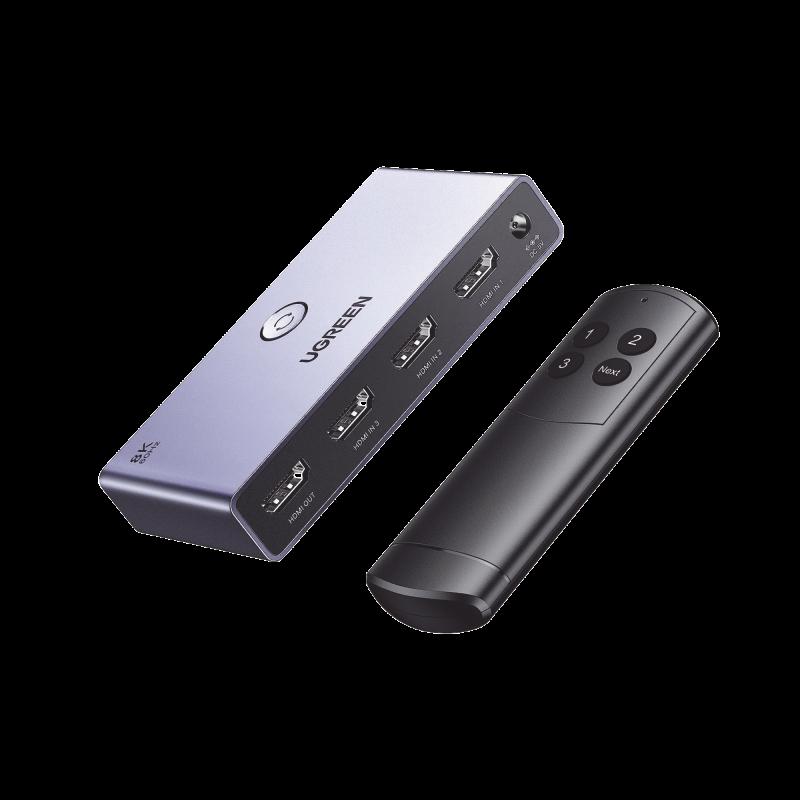 Switch (Splitter) 8K HDMI 2.1 / 3 entradas 1 Salida / Incluye Control Remoto / Soporta 8K@60Hz 4K@12