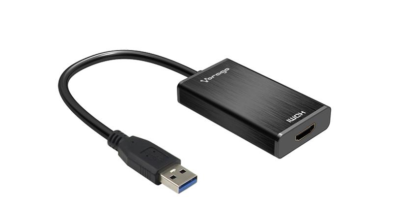 Vorago ADP-204 adaptador de cable de vídeo HDMI + 3.5mm USB tipo A Negro