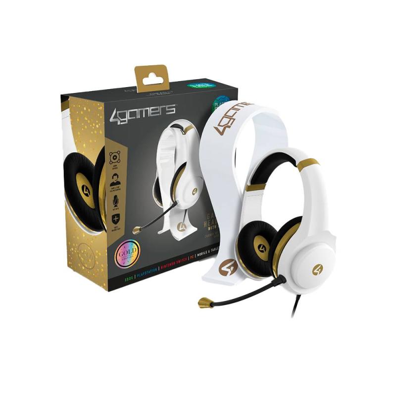 Auriculares para juegos 4Gamers XP-GOLDR-WHT-4G (Color Blanco-Dorado) - 