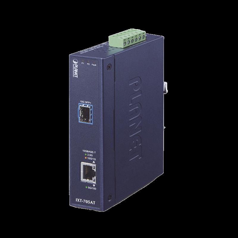 Convertidor de Medios Industrial Ethernet RJ45 10G/5G/2.5G/1G/100M a SFP+ 10GBASE-X IXT-705AT
