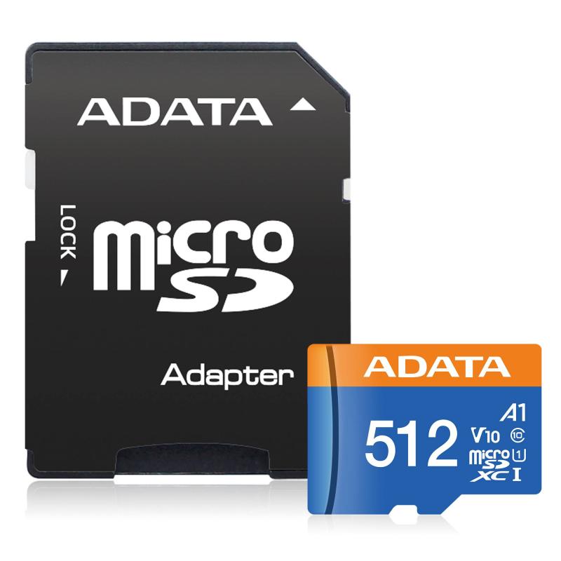Micro Secure Digital ADATA Premier A1 UHS-I 512GB Class 10 - Velocidad de lec/esc 100/25 (MB/s). AUS