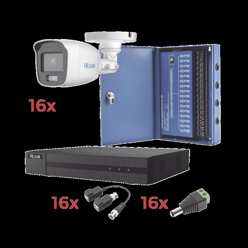 Kit TurboHD 1080p Lite / DVR 16 Canales / 16 Cámaras Bala Exterior ( 2.8mm) con ColorVu + Micrófon