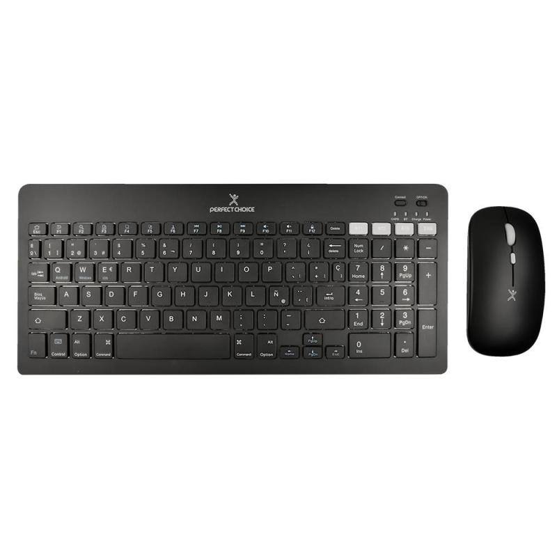 KIT TECLADO+RATÓN PERFECT CHOICE 2.4GHZ+BT RECARGABLE ZEBRARY- NEGRO - 