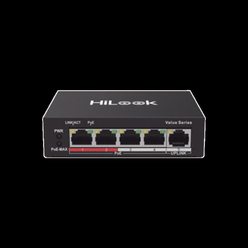 Switch PoE+ / 4 Puertos 10/100 Mbps PoE+ (af / at) / 1 Puerto 10/100 Mbps Uplink / Modo Extendido ha