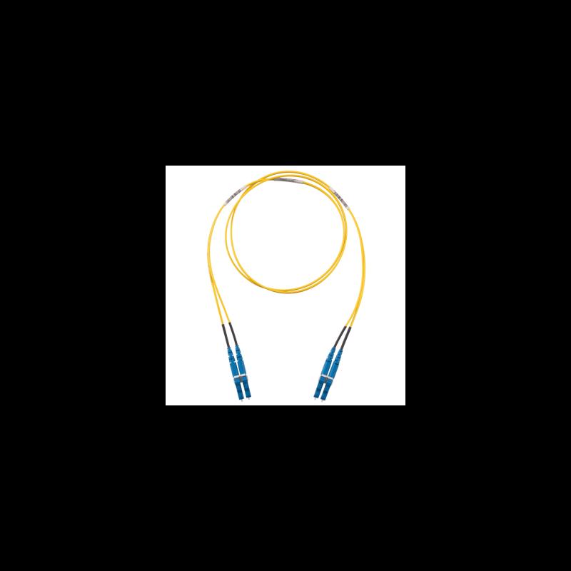 Jumper de Fibra Optica Monomodo 9/125 OS2, LC-LC Duplex, OFNR (Riser), Color Amarillo, 25 Metros F92