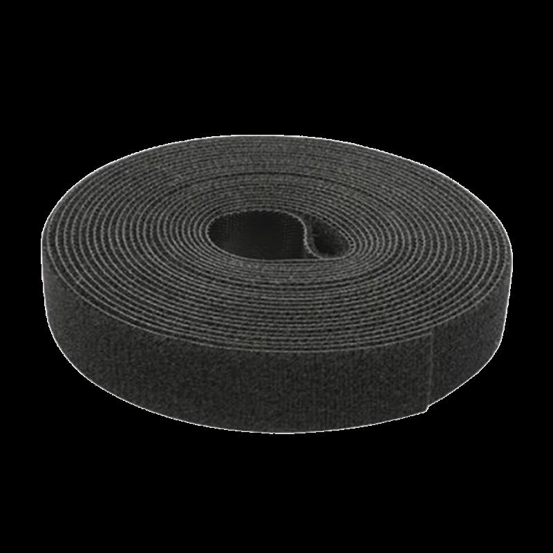 Cinta de Contacto Autoadherente de Color Negro, Espalda con Espalda (Gancho y Bucle) de 1.6 cm x 25 