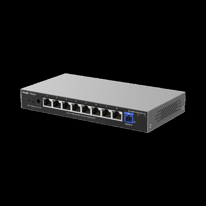 e-Lighten ONU / Switch Hibrido, Capa 2 con un Puerto PON 1G y 8 Puertos Ethernet PoE+ 1G hasta 100 C