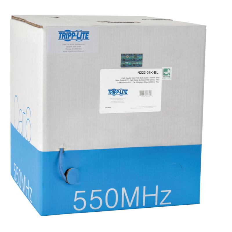 Tripp Lite N222-01K-BL Cable Ethernet a Granel de PVC UTP Cat6 Gigabit Núcleo Sólido, Azul, 304.8 