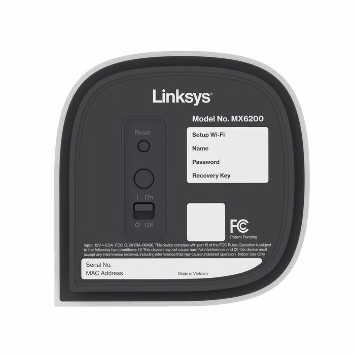 Linksys MX6202 sistema wi-fi de malla Triple banda (2.4 GHz / 5 GHz / 6 GHz) Wi-Fi 6E (802.11ax) Bla