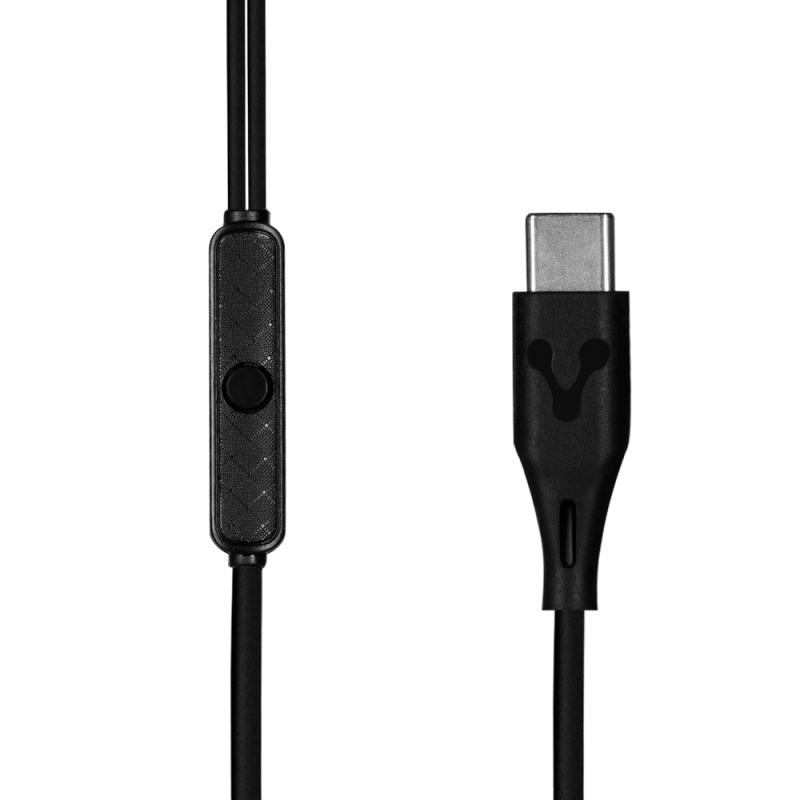 Vorago EP-306 Auriculares Alámbrico Intra auditivo Llamadas/Música USB Tipo C Negro