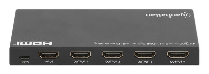 Manhattan Splitter HDMI con 4 puertos 4K y reductor de escala Duplica una señal HDMI en cuatro sali