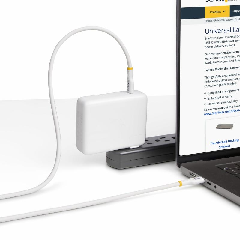 StarTech.com Cable de Carga para Portáti USB-C de 1m - Cable USB Tipo C USB 2.0 para Laptop - Blanc