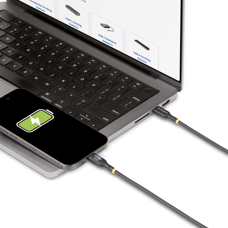 StarTech.com Cable de Carga USB-C de 3m - Cable USB Tipo C - Certificación USB-IF - PD de 240W EPR 