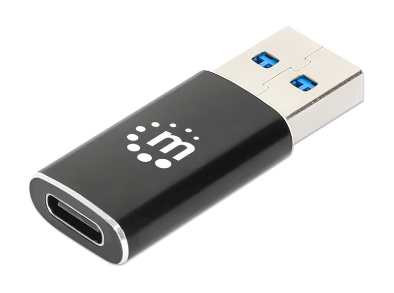 Manhattan 153980 cambiadores de género de cables USB A USB C Negro