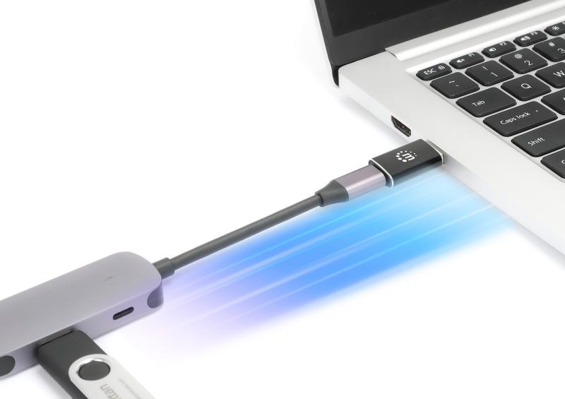 Manhattan 153980 cambiadores de género de cables USB A USB C Negro