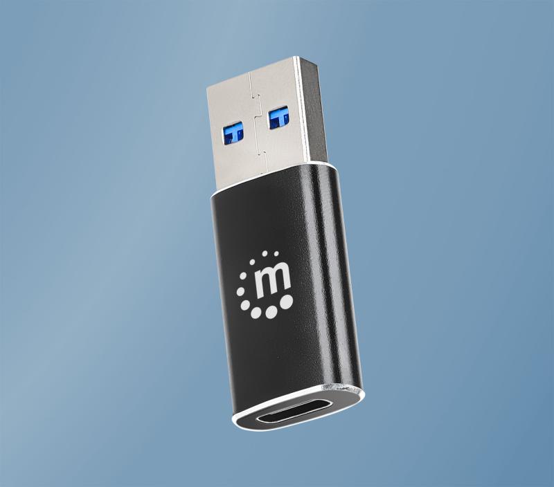 Manhattan 153980 cambiadores de género de cables USB A USB C Negro