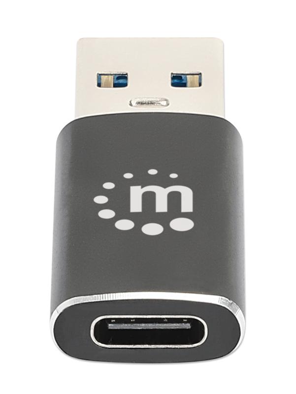 Manhattan 153980 cambiadores de género de cables USB A USB C Negro